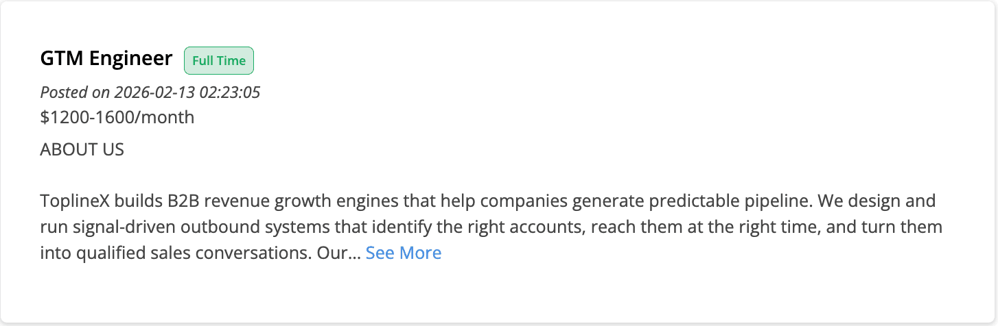 Example job posting on OnlineJobs.ph for hiring in the Philippines